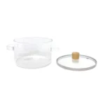 Transparent Wooden Handle Glass Cooking Pot - Image 2