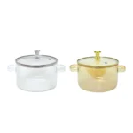 Metallic Bear Lid Transparent Glass Pot