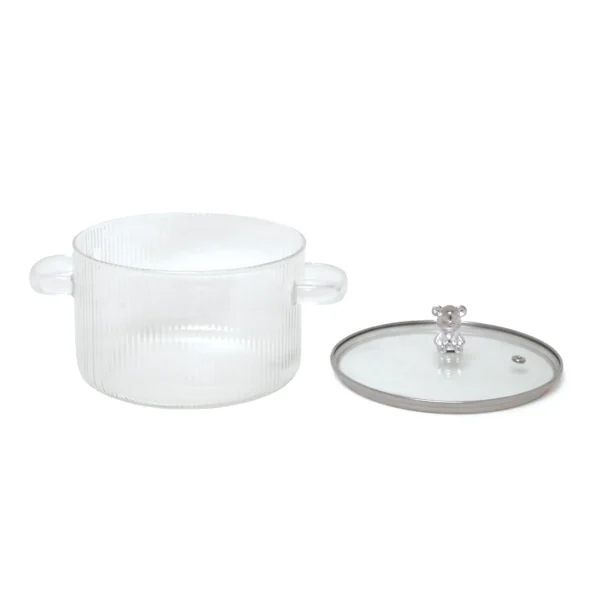 Metallic Bear Lid Transparent Glass Pot - Image 4
