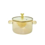 Metallic Bear Lid Transparent Glass Pot - Image 3