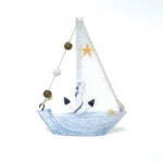 Blue And White  Wooden Sailing Boat Decorative - Image 2