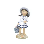 Holding Bucket Marine Girl Resin Decor
