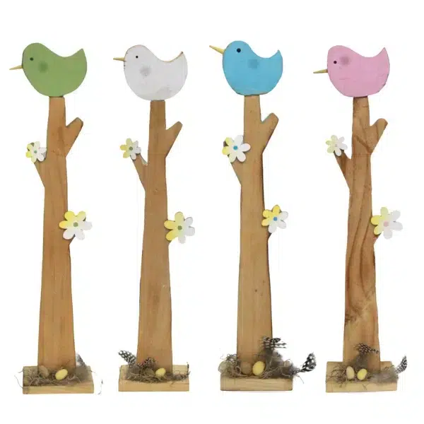 Wooden Branch With Bird & Egg Nest