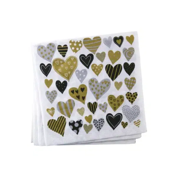 Golden Heart Pattern Napkin