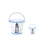 Light House Print Metal Bucket