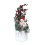 White Foam Base Red Santa with Red Berry Branch Decoration