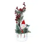 White Foam Base Santa with Red Berry Branch Decoration