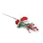 Red‑Berries & Red‑Flower Small Branch – Festive Accent Stem