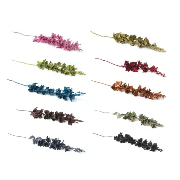 Glitter Leaf Cluster Decorative Sprig