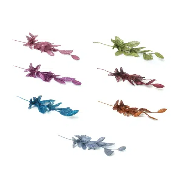 Glitter Leaf Stem Decorative Pick