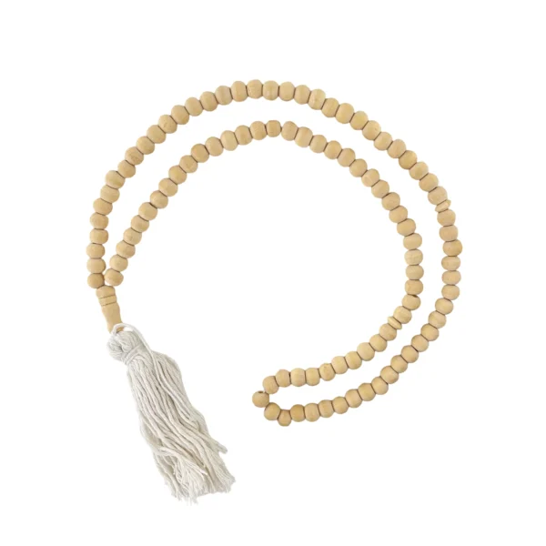 Beaded Natural Wooden Rosary - Image 3