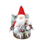 Wooden Base Fluffy Santa Christmas Decoration - Image 2