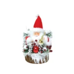 Wooden Base Fluffy Santa Christmas Decoration - Image 3