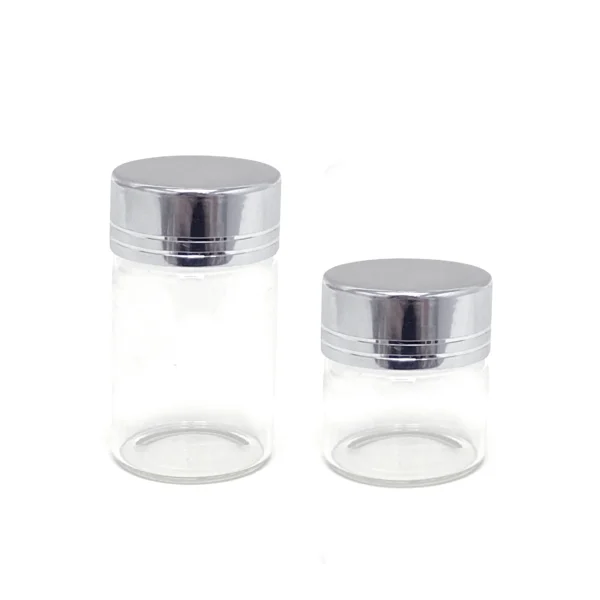 Mini Glass Silver Covered Jar