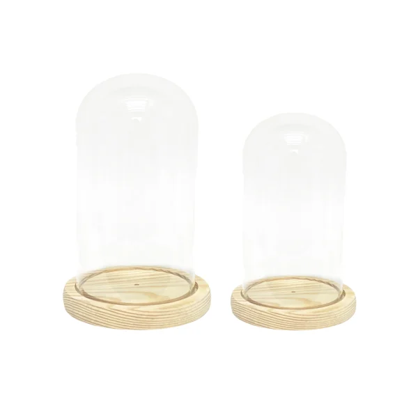 Glass Cylinder Wooden Base Candle Holder