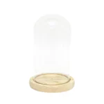 Glass Cylinder Wooden Base Candle Holder - Image 2