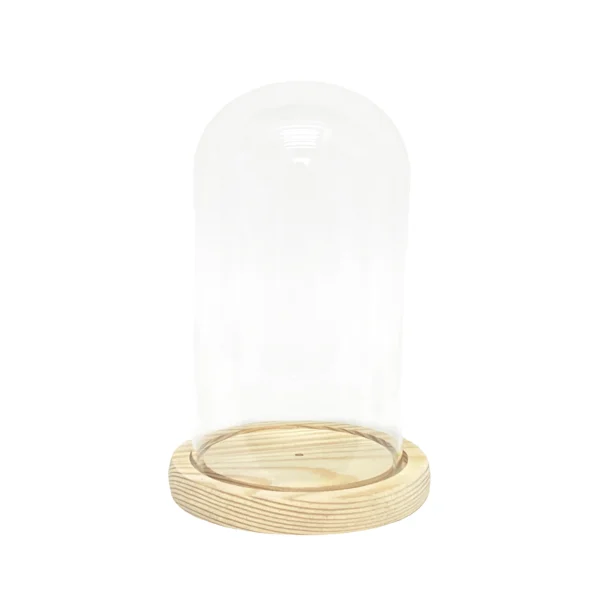 Glass Cylinder Wooden Base Candle Holder - Image 2