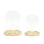 Glass Cylinder Wooden Base Candle Holder