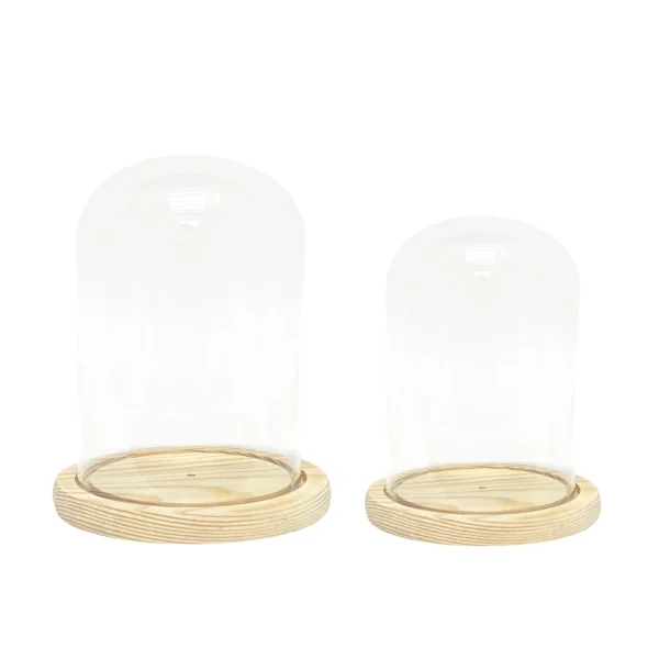 Glass Cylinder Wooden Base Candle Holder