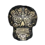 Black and gold Floral Skull Plate