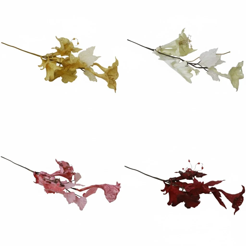 unnamed Metallic Poinsettia Stem With Berries - Image 1