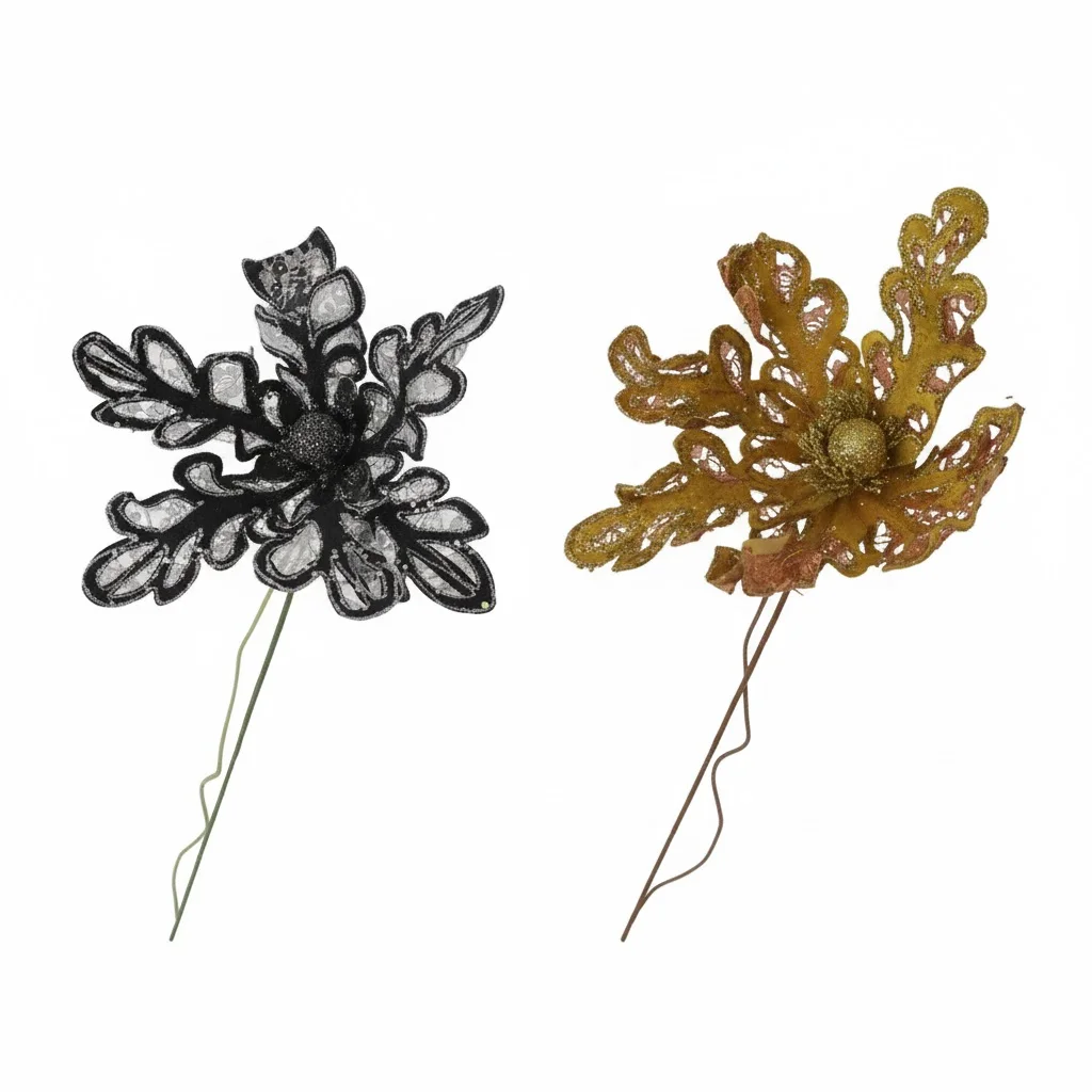 unnamed Metallic Lace Poinsettias - Image 1