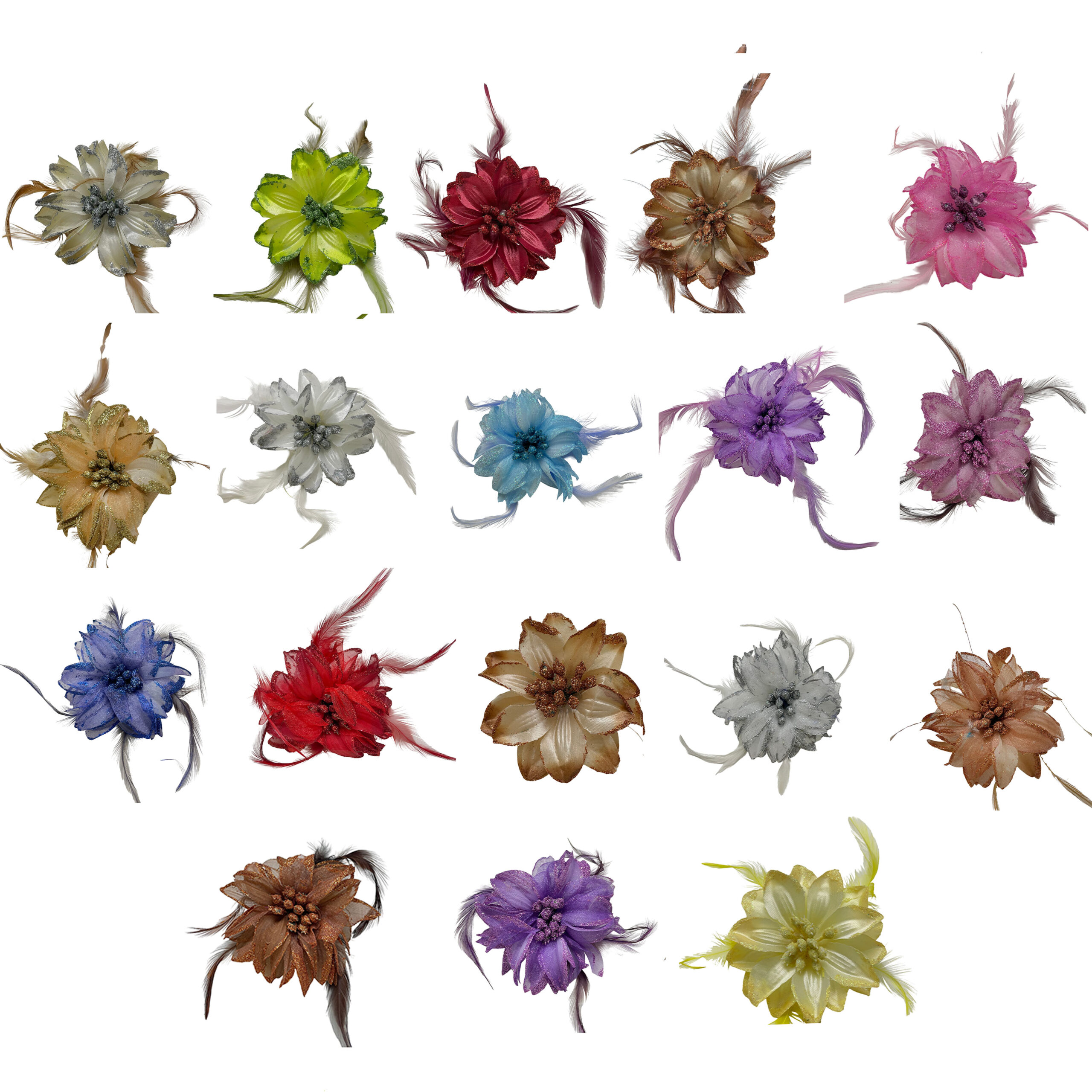 1029K Feathered Spiky Fabric Flower Motif - Image 1