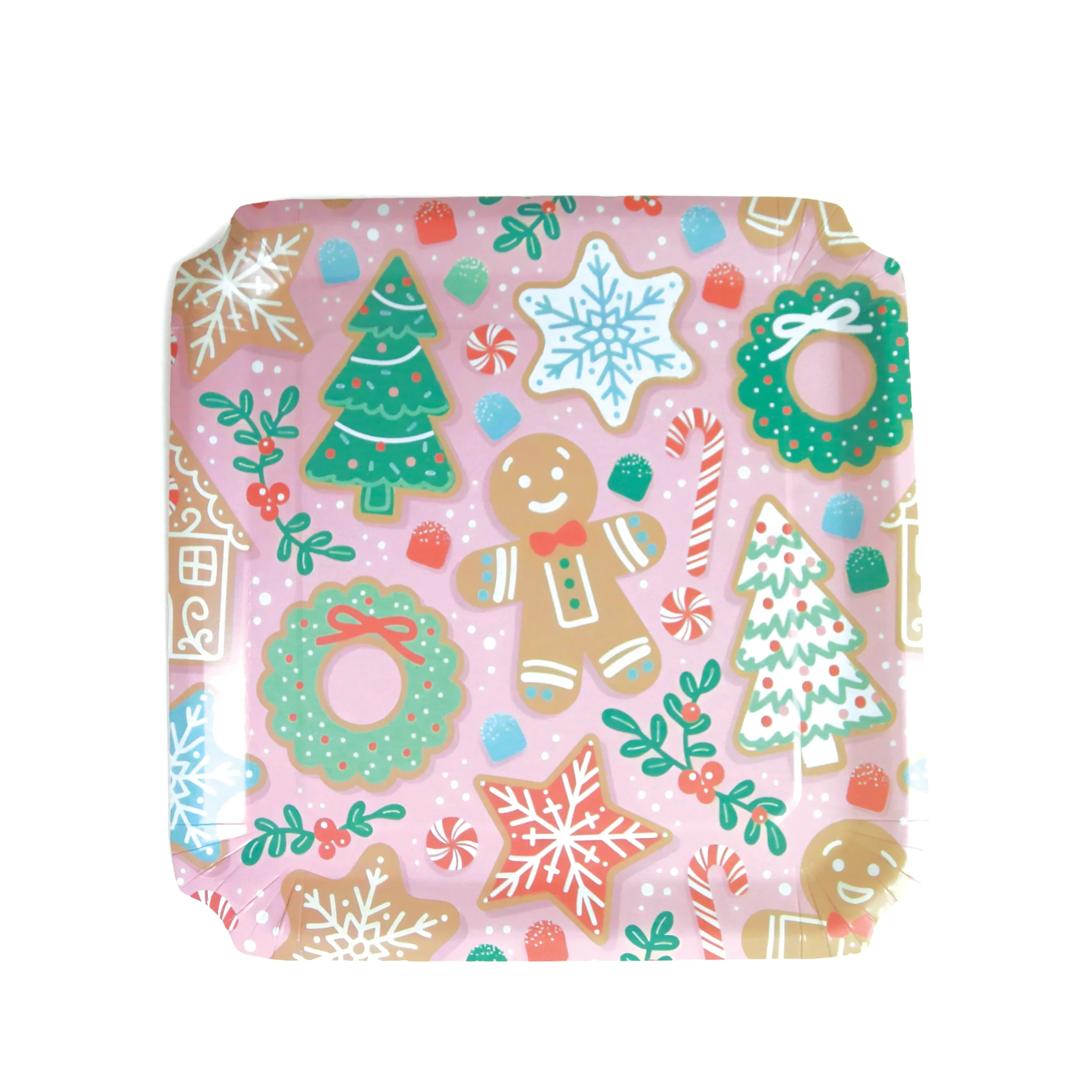 Artboard 1 Christmas Drawings Pink Carton Plate - Image 1