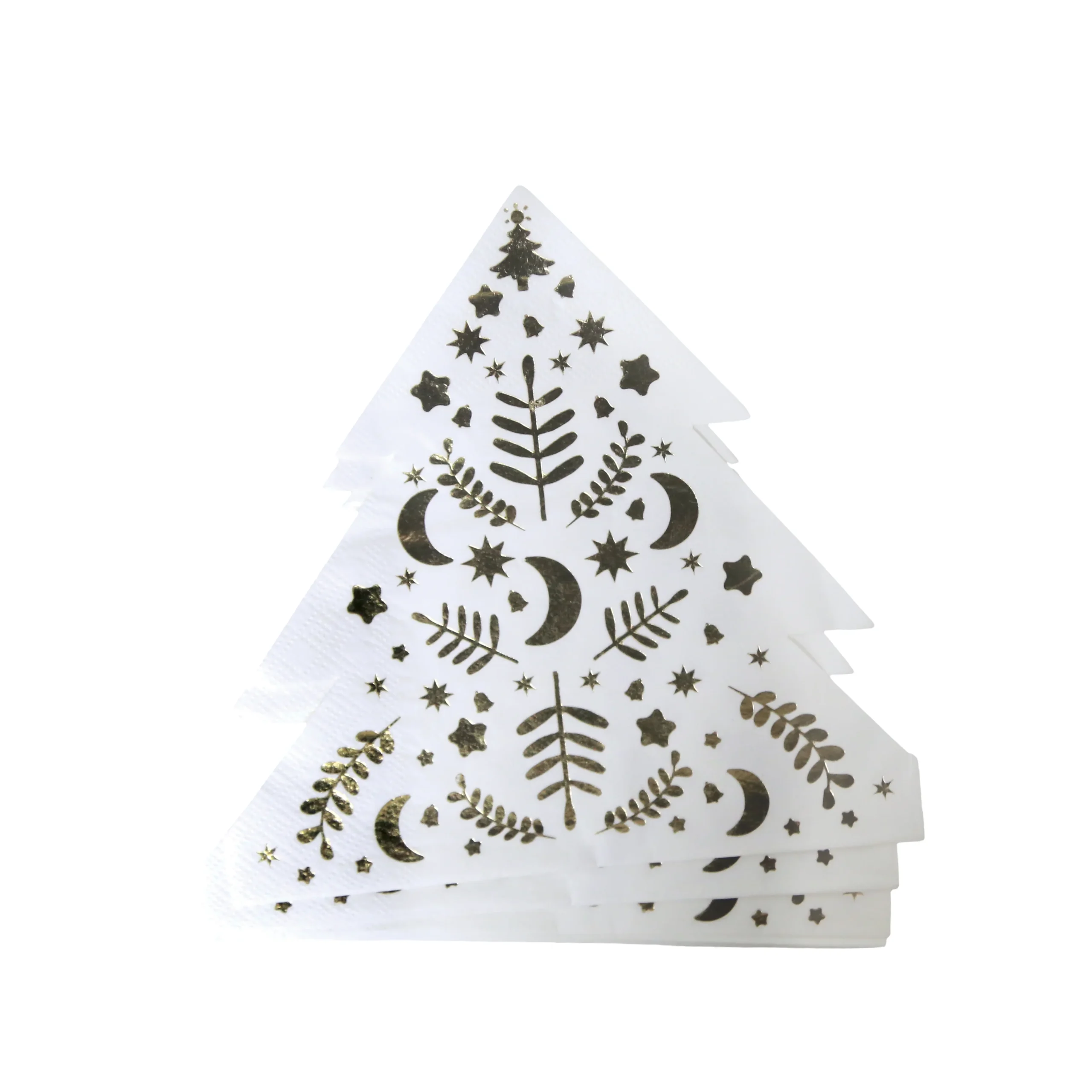 Artboard 12 White & Gold Christmas Tree Napkins - Image 1