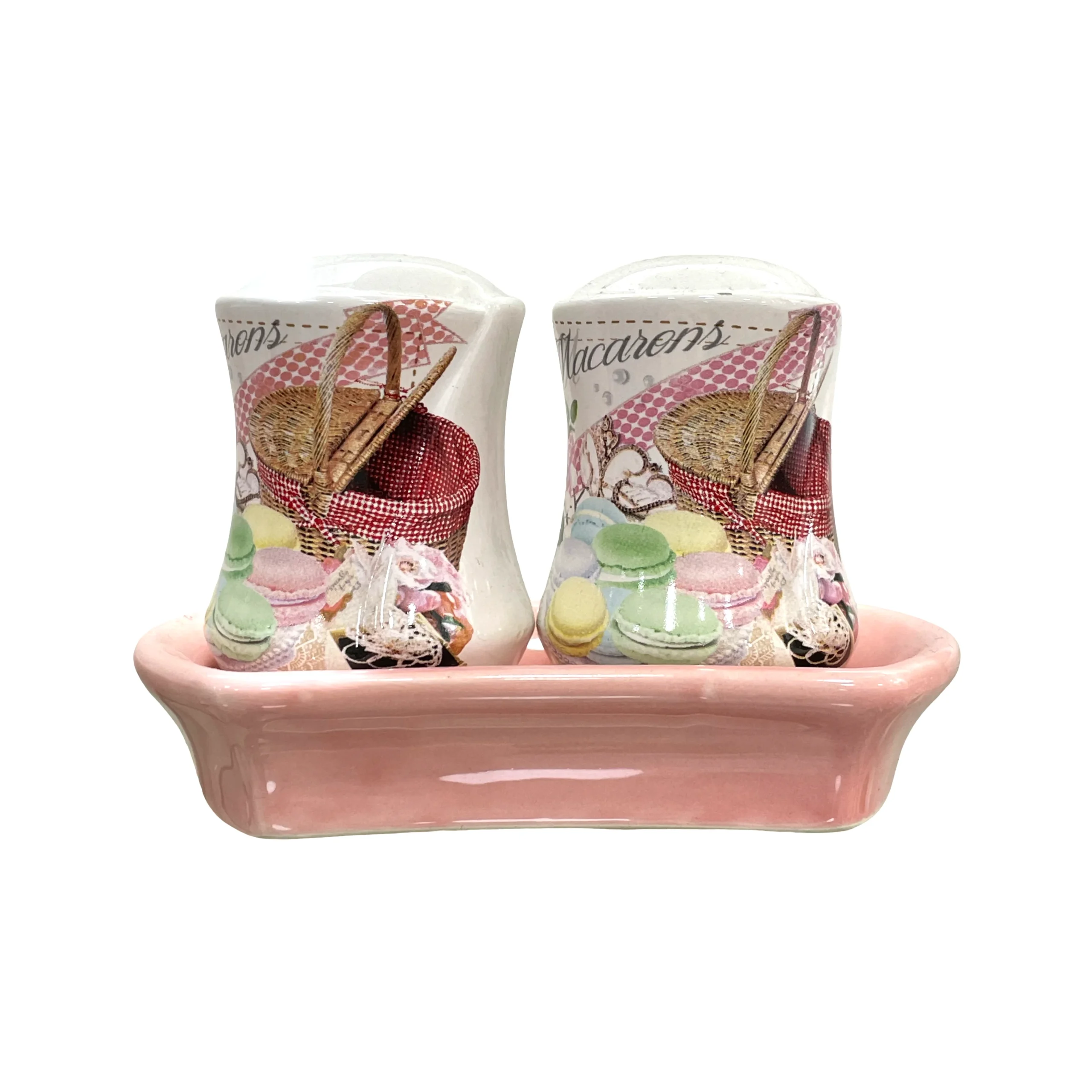 DFC04078-02400P Set Of Salt & Pepper On Pink Tray - Image 1