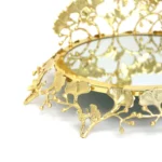 Butterfly Mirror Tray with Crown Accent – Gold Finish - Image 2