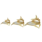 Round Gold Mirror Tray with Pelican Feather Design - Image 2