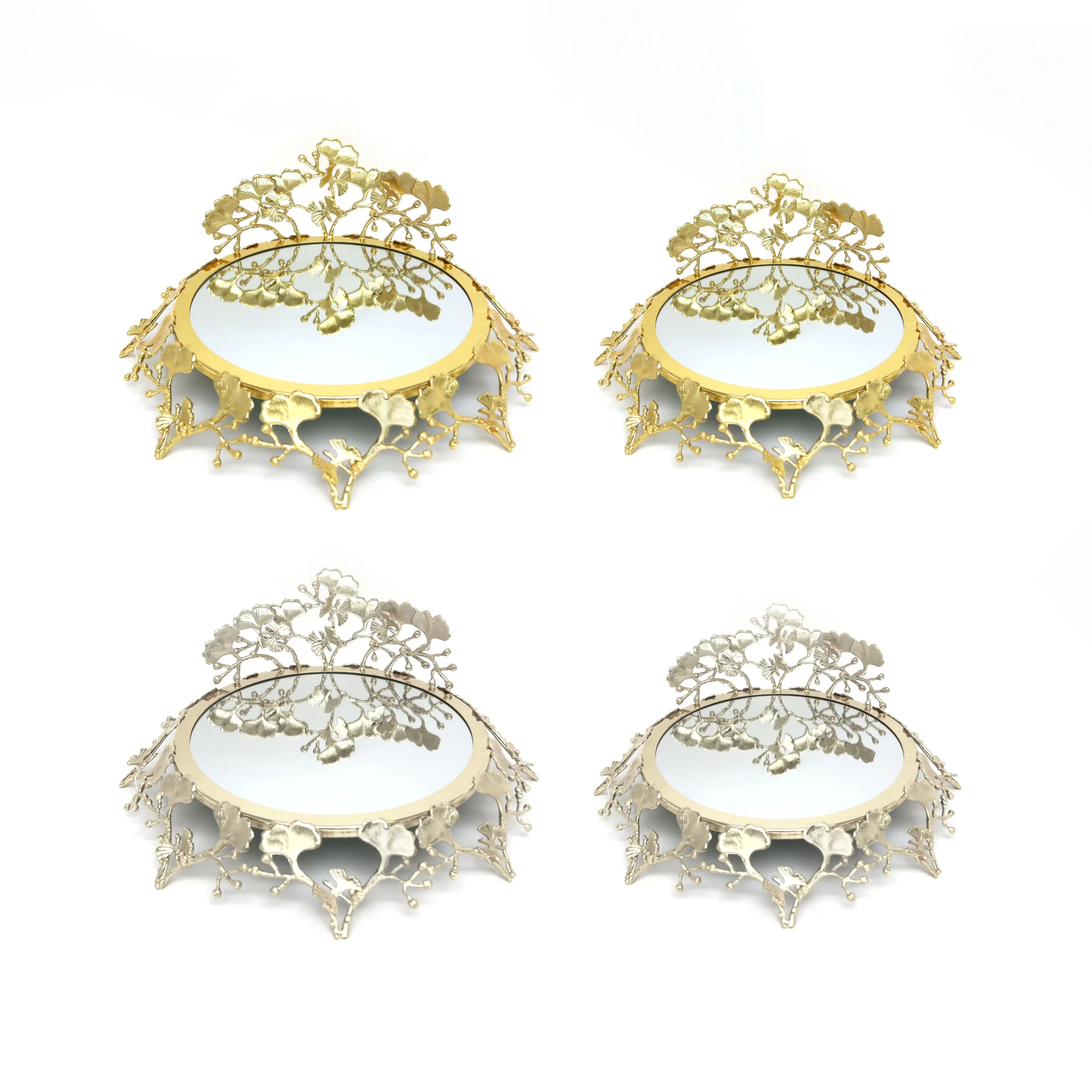 ZCC7Z4105 & ZCC7Z4108 Butterfly Mirror Tray with Crown Accent – Gold Finish - Image 1