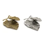 Two Levels Raw Leaf ALU Plate – 39 cm Metallic