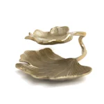 Two Levels Ginkgo Leaf ALU Plate – 39 cm Metallic - Image 3