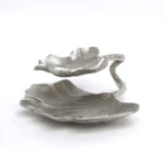 Two Levels Ginkgo Leaf ALU Plate – 39 cm Metallic - Image 2