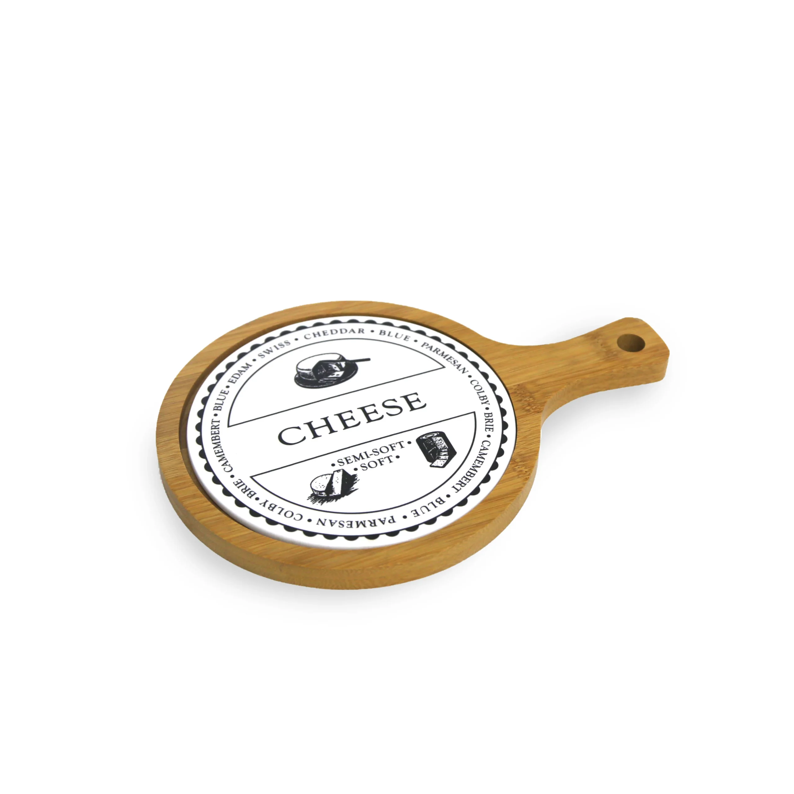 21296-4 Round Palette Shape Cheese Cutting Board - Image 1