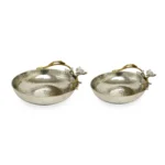 Round Silver Hammered Leaf Bowl