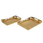 Set Of 2 Iron Rectangular Tray With Designed Edge - Image 2