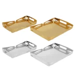 Set Of 2 Iron Rectangular Tray With Designed Edge