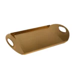 Iron Gilt Plated Hammer Base Rectangular Tray W/Punched Handles - Image 2