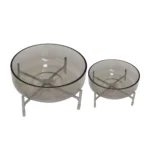 Smoked Grey Round Glass Pot with Cross Base – 2 Sizes