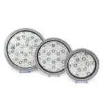 Wooden Silver Arabesque Round Tray