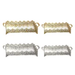 Rectangular Crown Design Footed Tray With Handles
