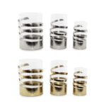 Hammered Metal & Glass Spiral Hurricane Candle Holder