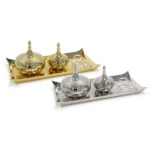 Two Metal Pot Sided Calligraphy Tray