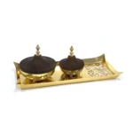 Two Wooden lid Pot Sided Calligraphy Tray - Image 3