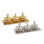 3 Clear Glass Lid Containers Tray