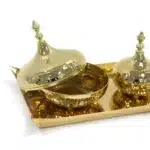 Two Metal Pot Sided Calligraphy Tray - Image 2