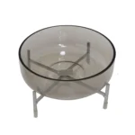 Smoked Grey Round Glass Pot with Cross Base – 2 Sizes - Image 2